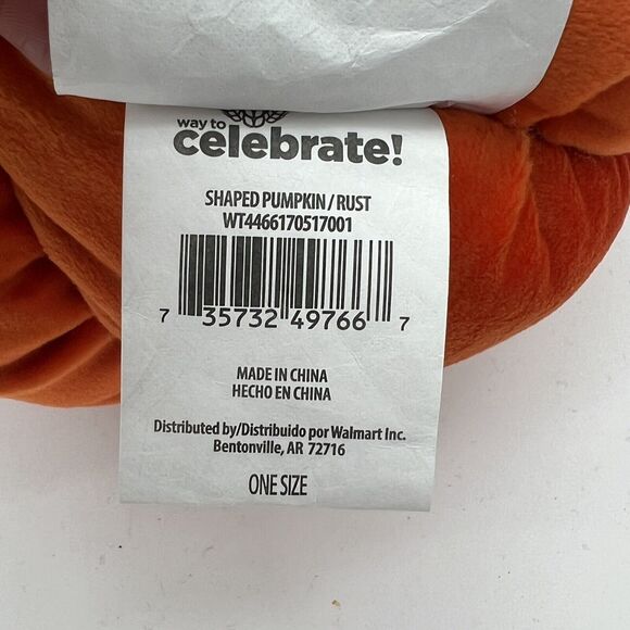 Rust Velvet Pumpkin Shaped Decorative Pillow Way To celebrate, Size 6”X 9” Decor - Picture 4 of 8